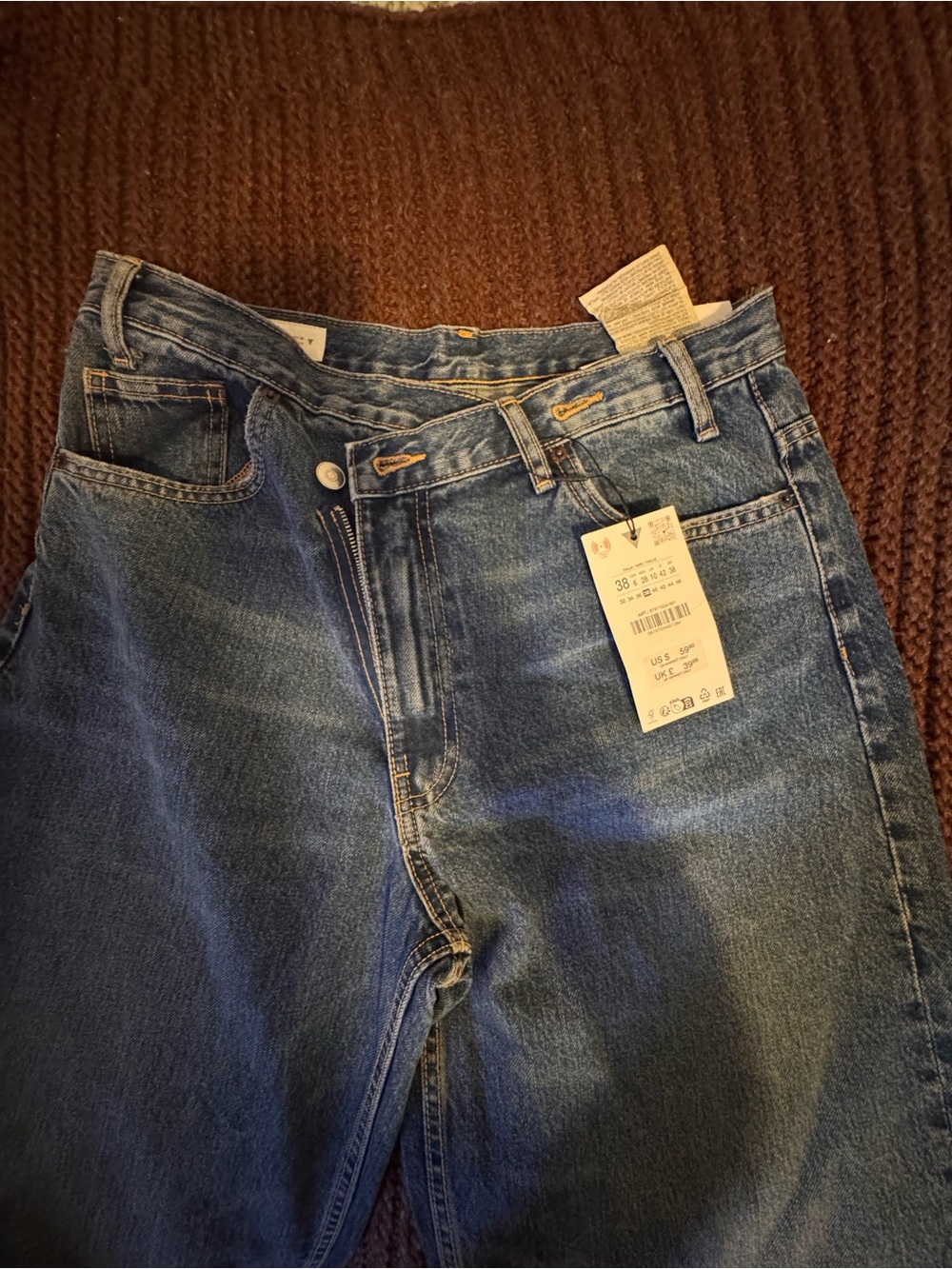 Zara Blue High-Waist Straight Jeans
